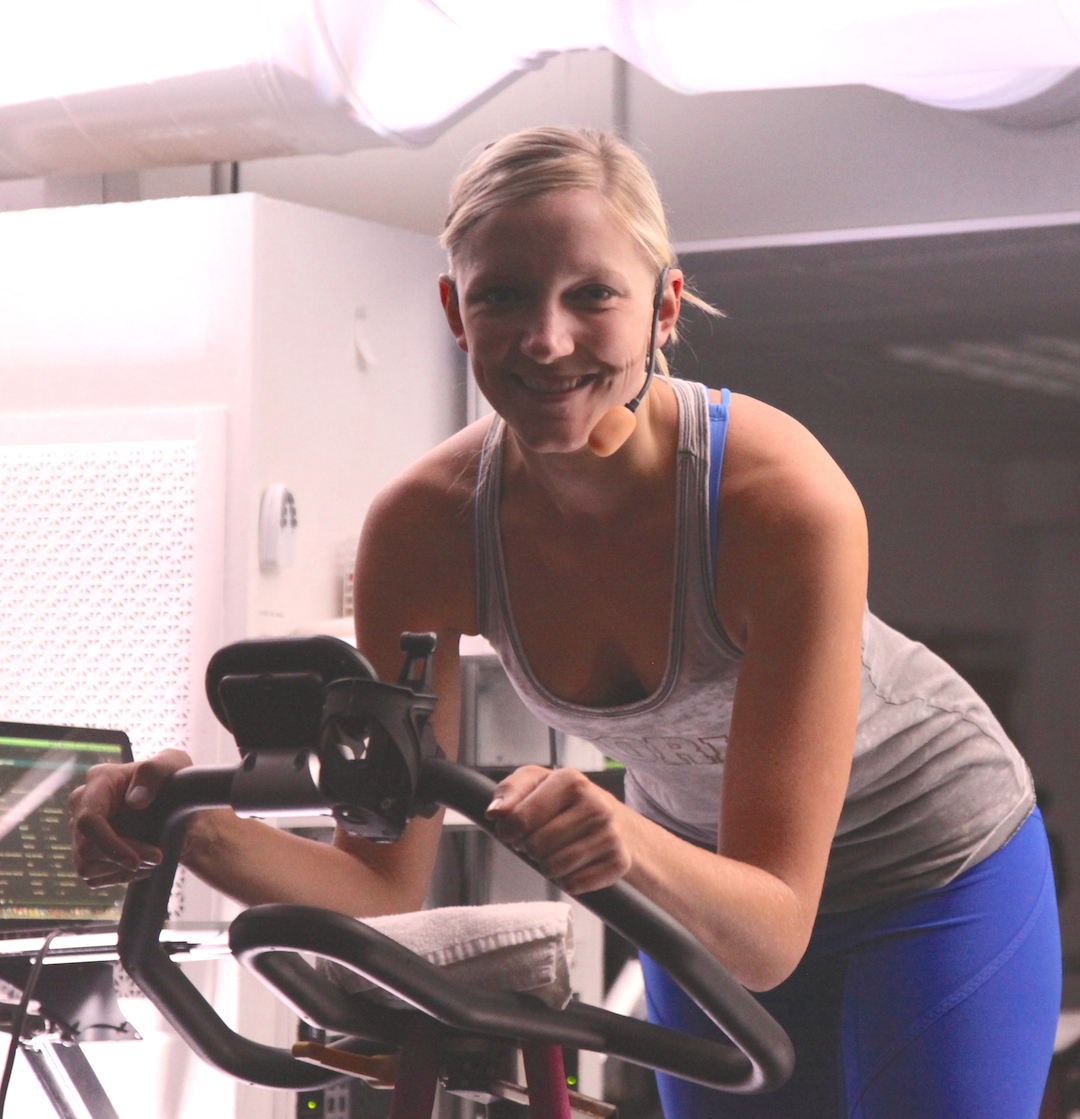 Revolutions instructor Erin in the cycling studio
